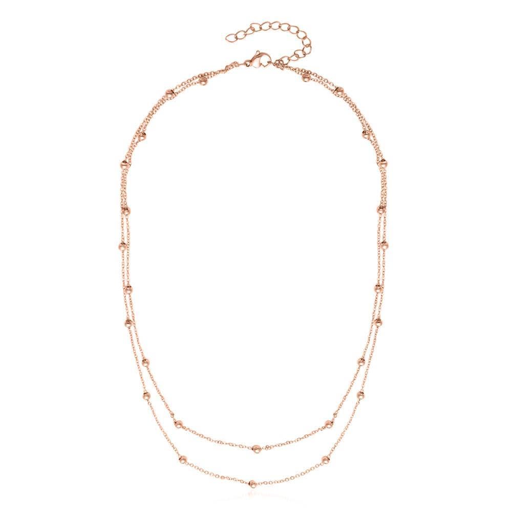 JEWLIX Layerkette Halskette Edelstahl Rosé mit Kugeln