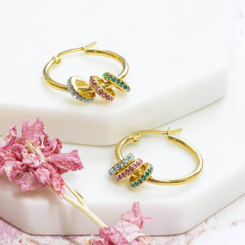Joy by Corrine Smith Hoop Ohrringe Gold Geburtsstein 2,5cm