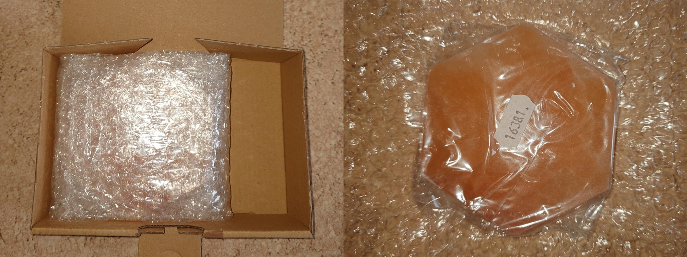 NKlaus Healing Crystals Selenit-Platte 9,5 cm Sechseck Pfirsich