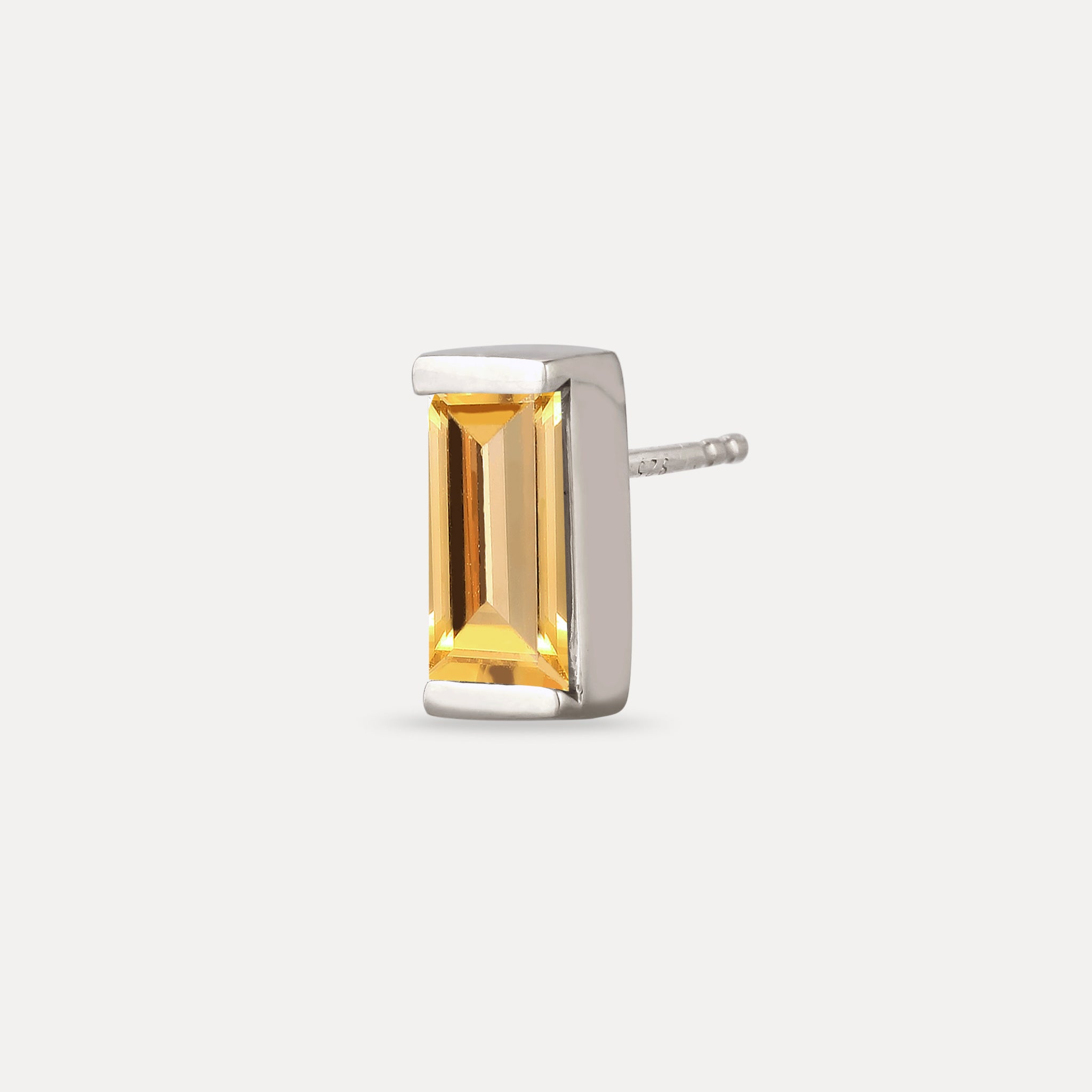 Stilnest Balance Baguette Ohrstecker Citrin Vermeil Single
