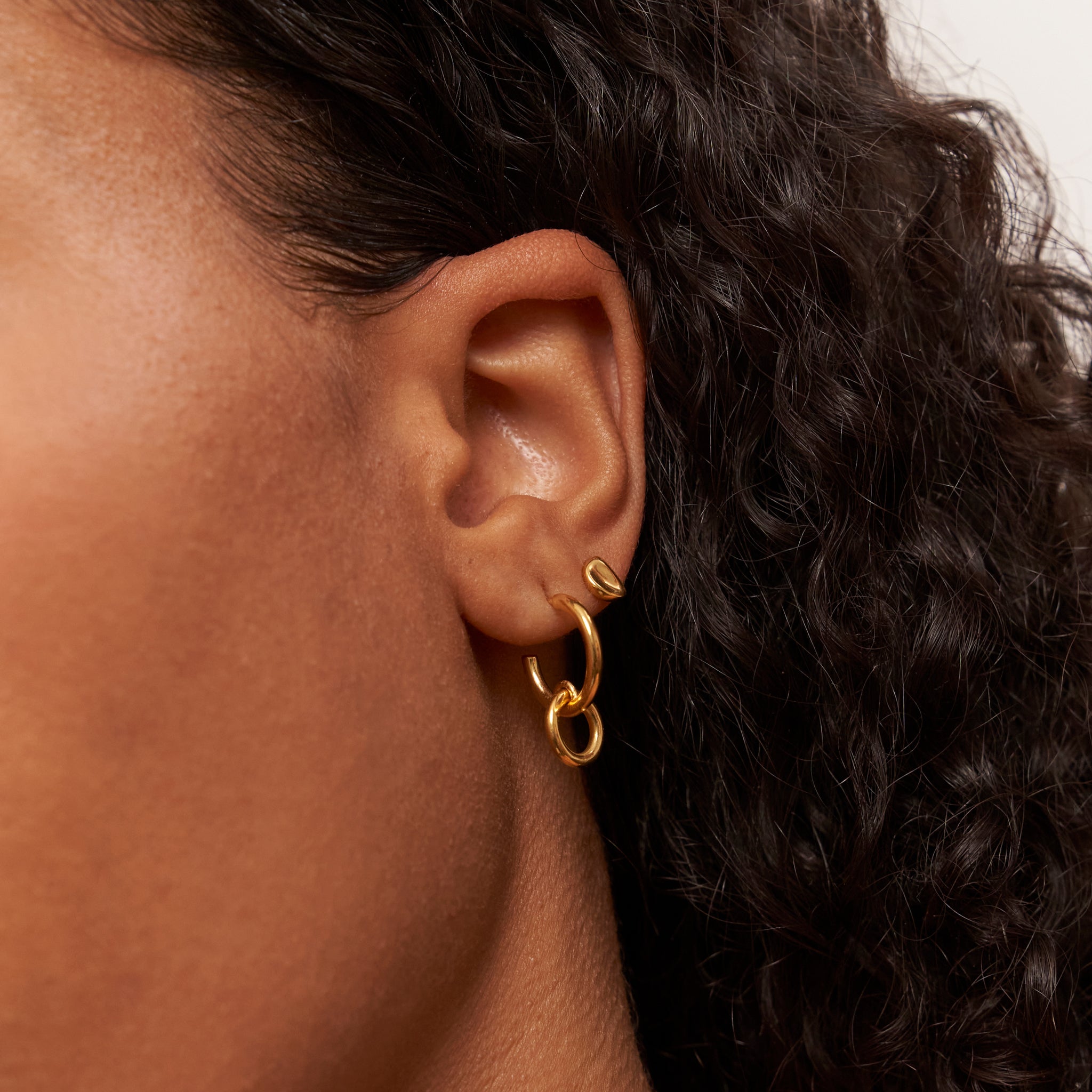 Stilnest Duo Creolen Ohrringe 585 Gold Doppel-Hoops