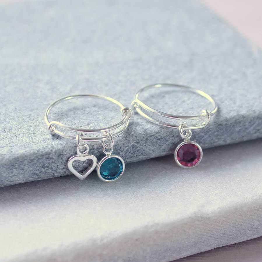 Joy by Corrine Smith Birthstone Charm Ring Silber verstellbar