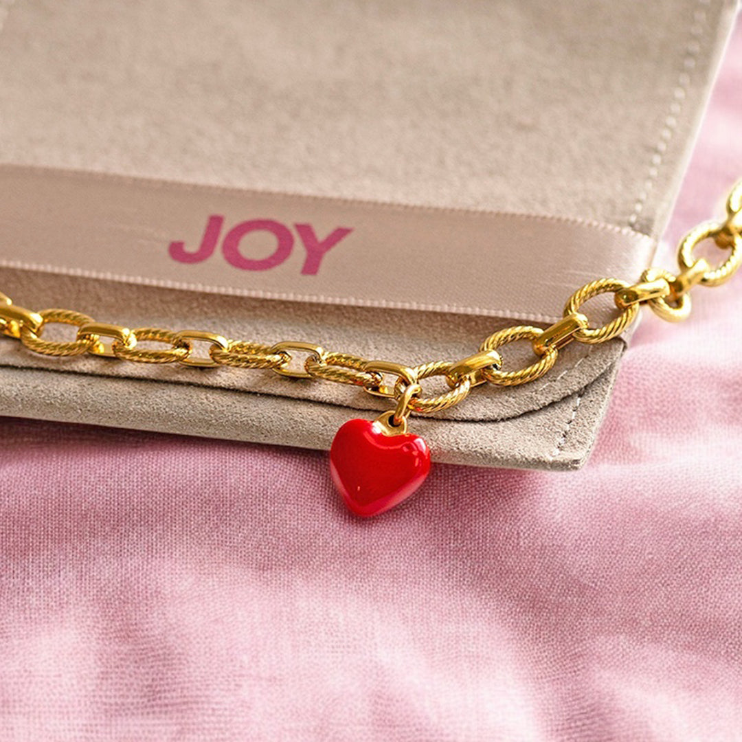 Joy by Corrine Smith Herz Charm Armband Rot Silber vergoldet