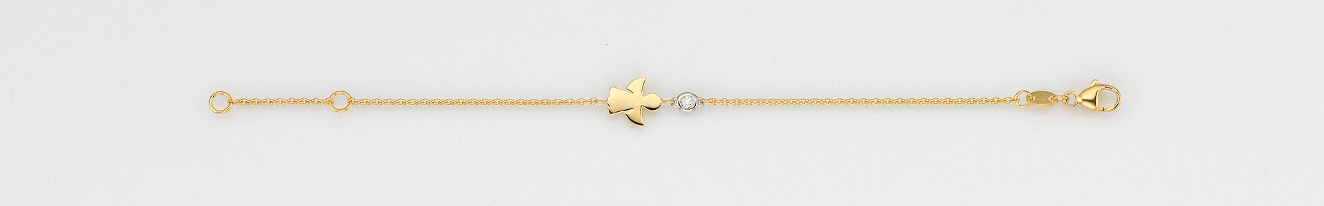 Eugen Rühle Armband Ankerkette Engel 9mm 585 Gold 0,02ct
