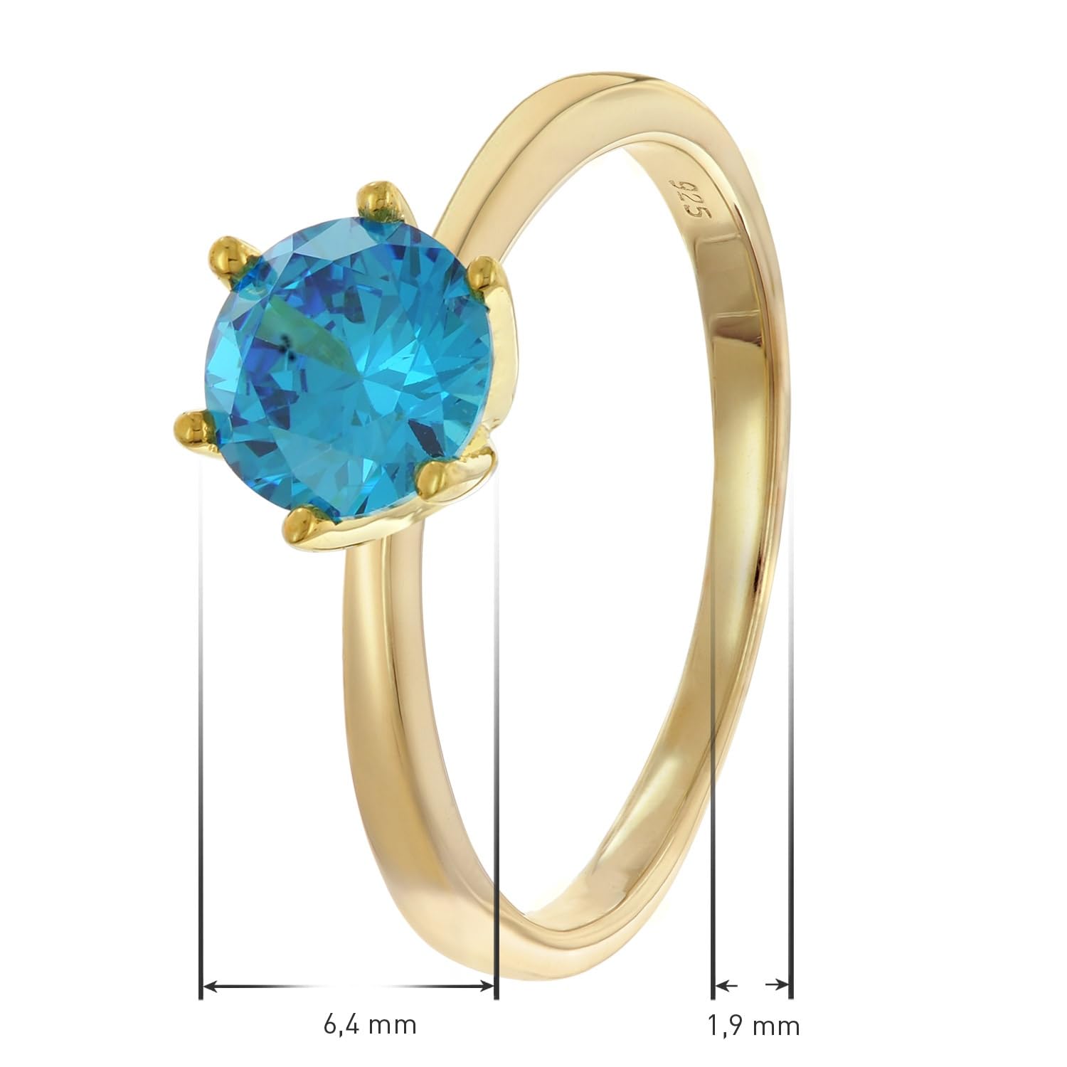 trendor Ringe Damenring 56 Silber Vergoldet Blautopas
