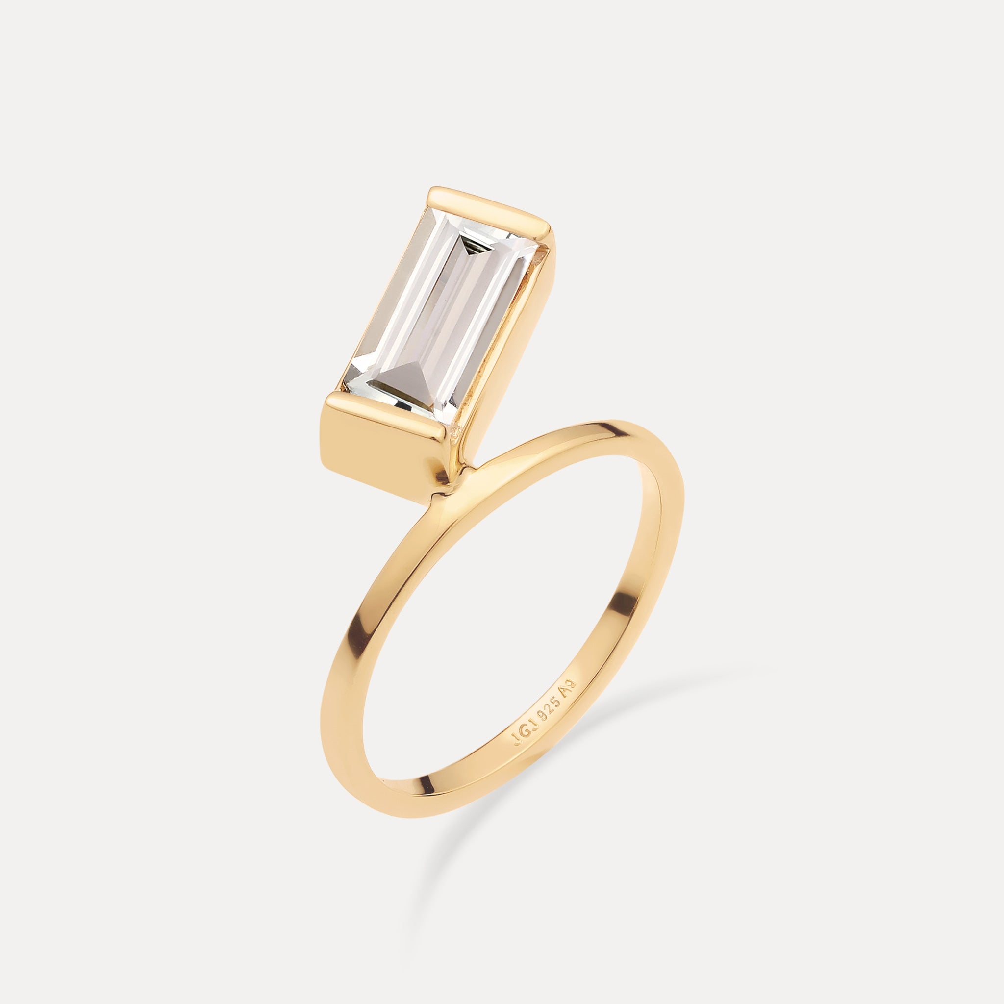 Stilnest Beryll Balance Baguette Ring Gold Vermeil Gr.52