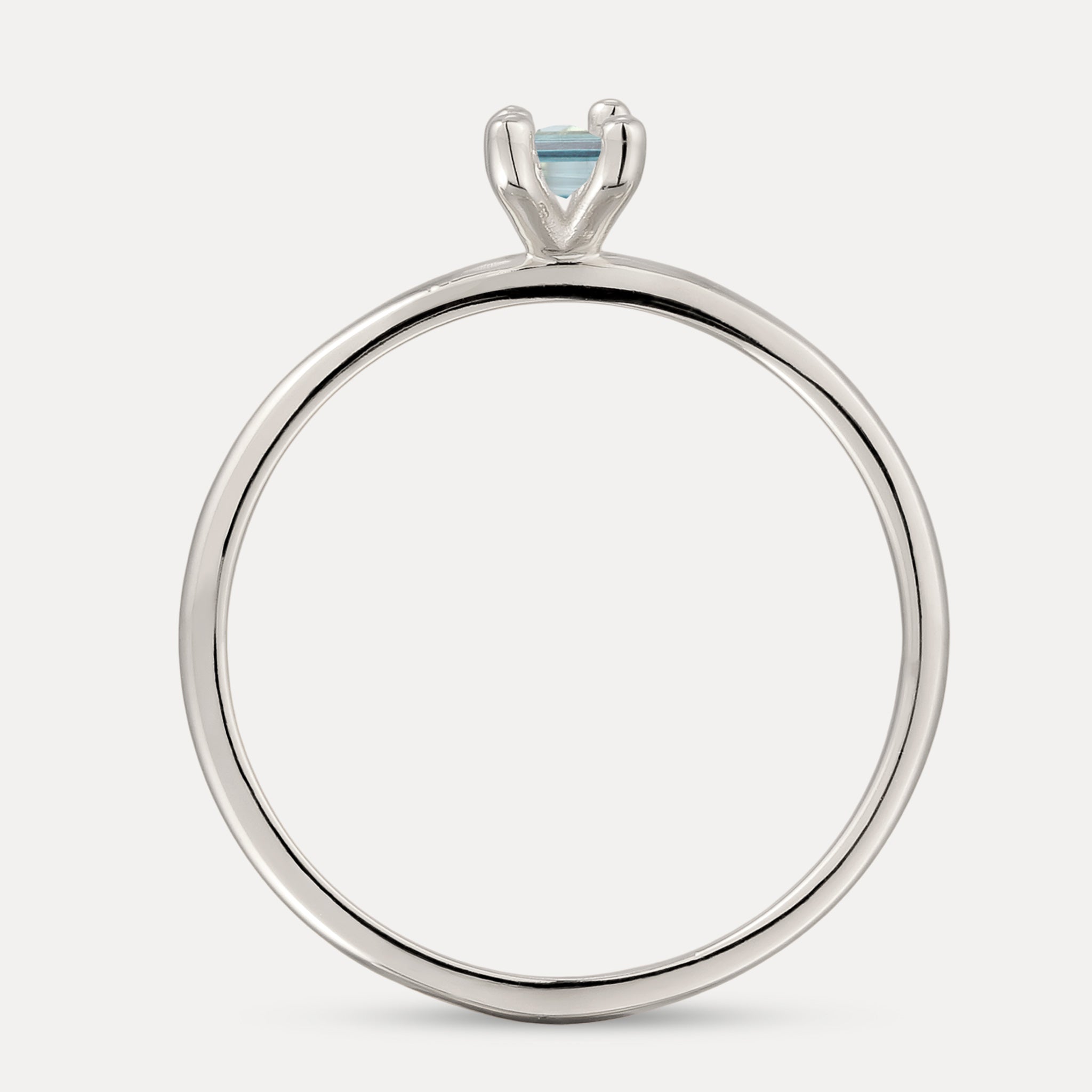 Stilnest Aquamarin Solitär Ring Baguette Blau Gold Vermeil 54