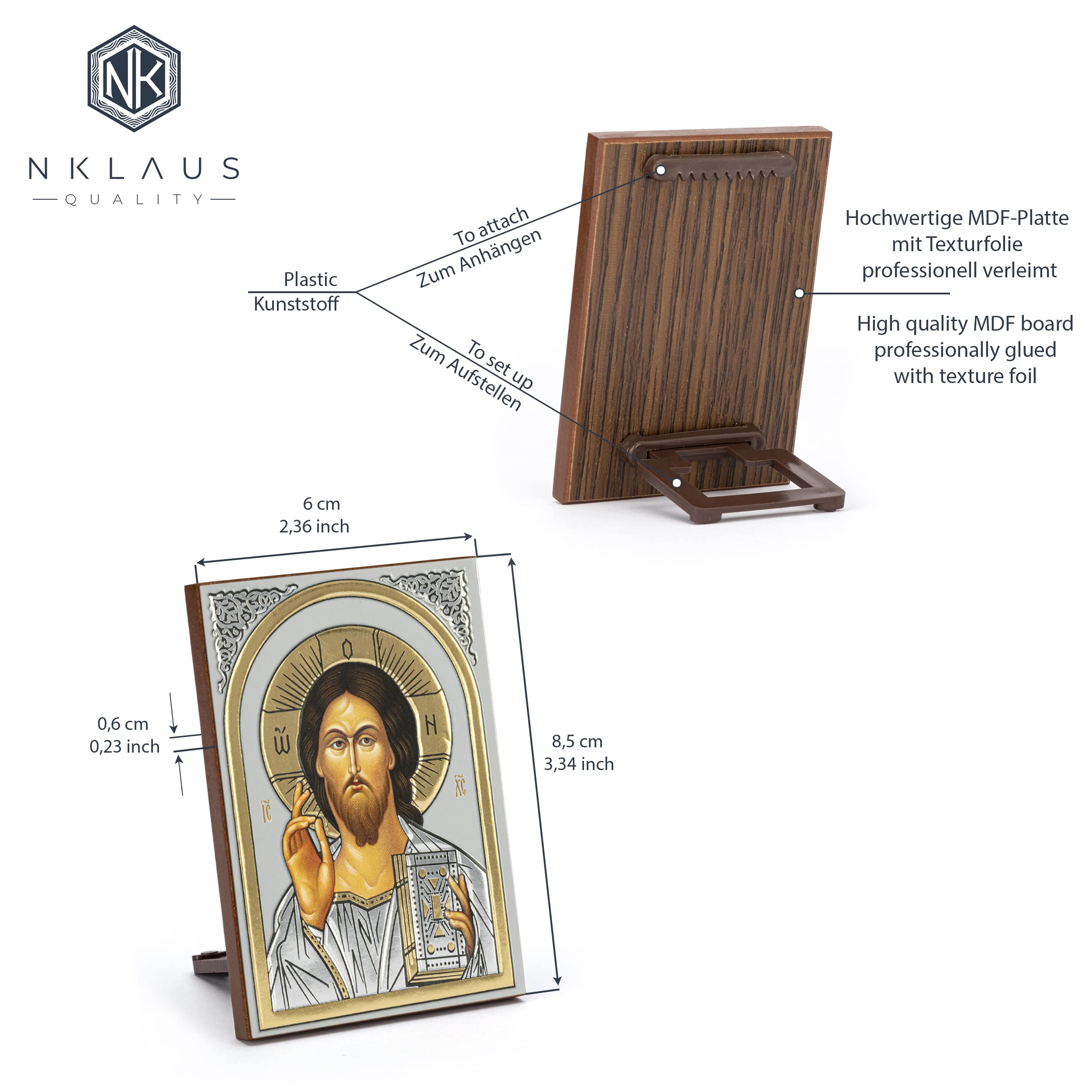 NKlaus Religious Icons Jesus Christus Ikone Holz 6x8,5cm