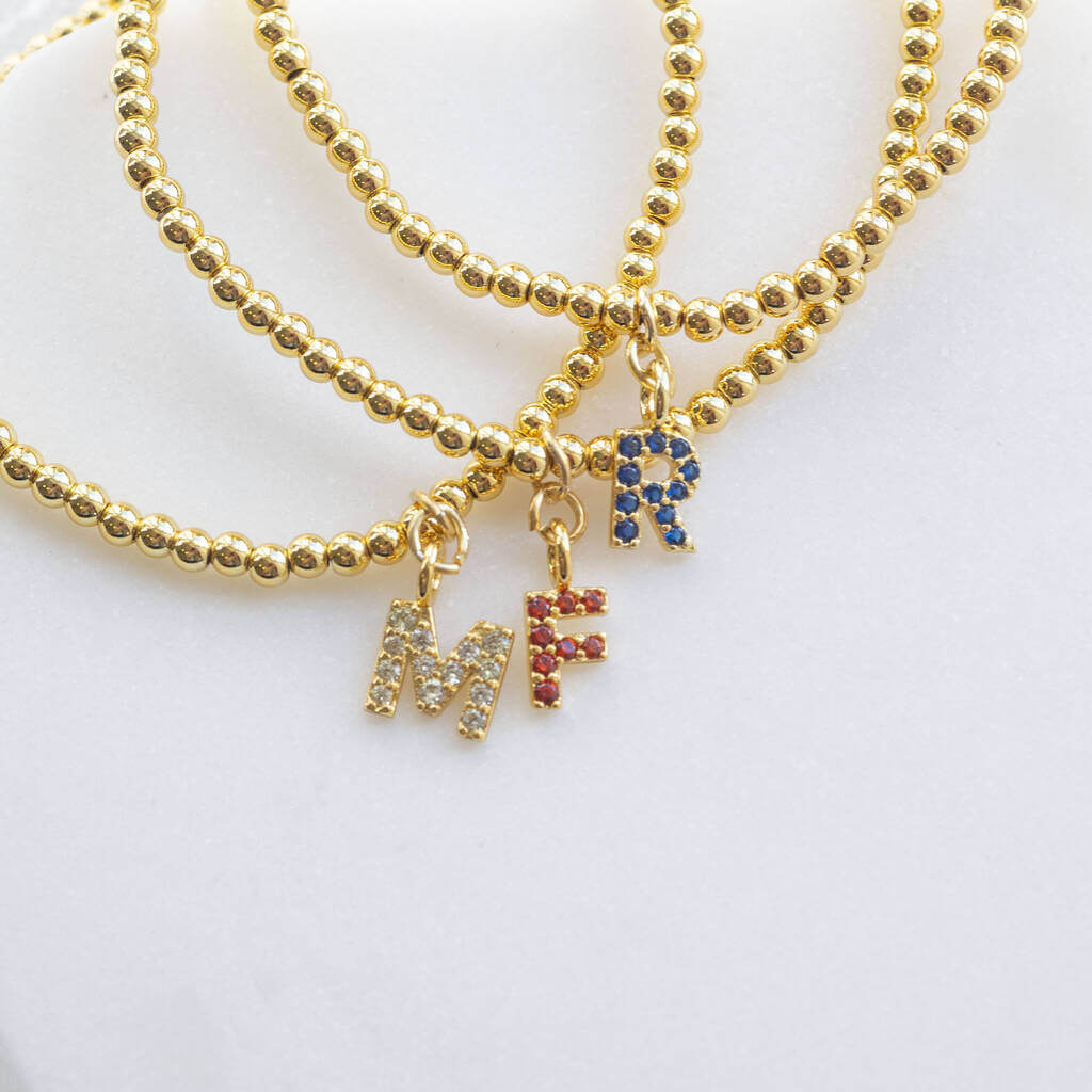 Joy by Corrine Smith Beaded Armband Gold Geburtsstein Initial