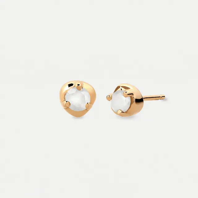 Stilnest Mini Birthstone Ohrstecker Granat Januar Gold Vermeil