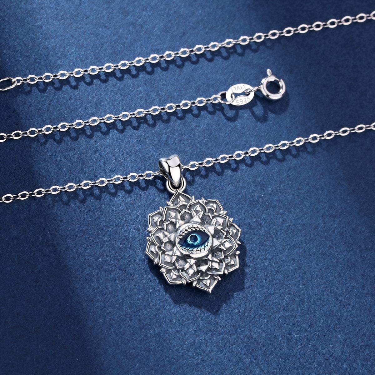 Eudora Harmony Bola Evil Eye Halskette Silber blau 45 cm