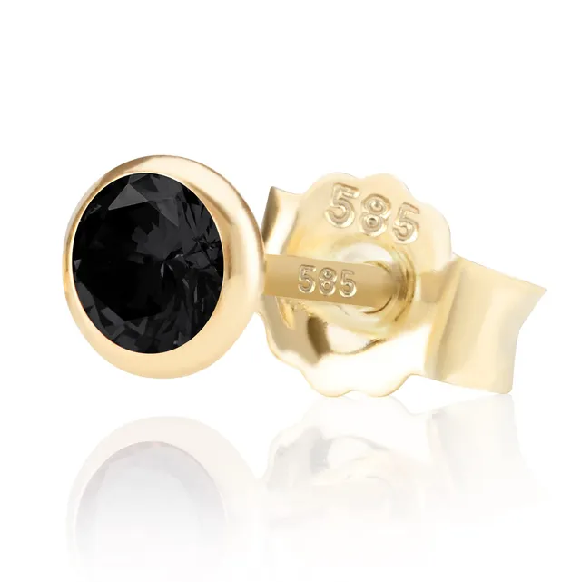 NKlaus Jewellery Zirkonia Ohrstecker 585 Gold Schwarz 5mm