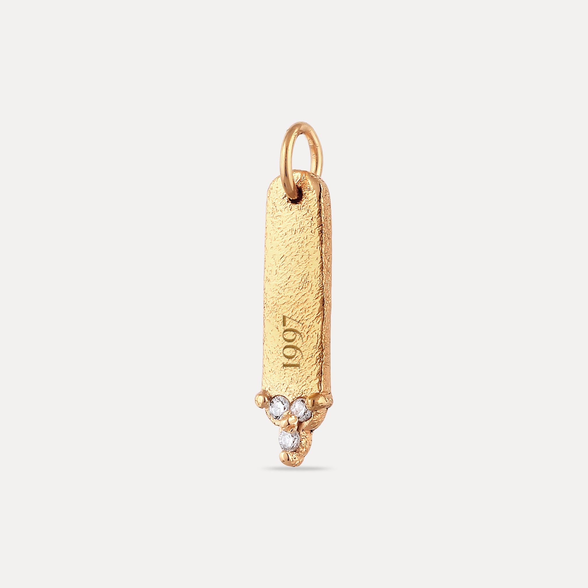 Stilnest Trinity Bar Anhänger Gold Vermeil weißer Saphir gravierbar