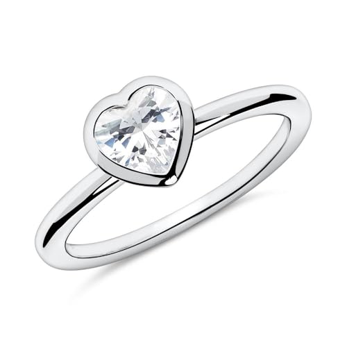 JEWLIX Herzring 925 Silber Ring Zirkonia 50mm Herz