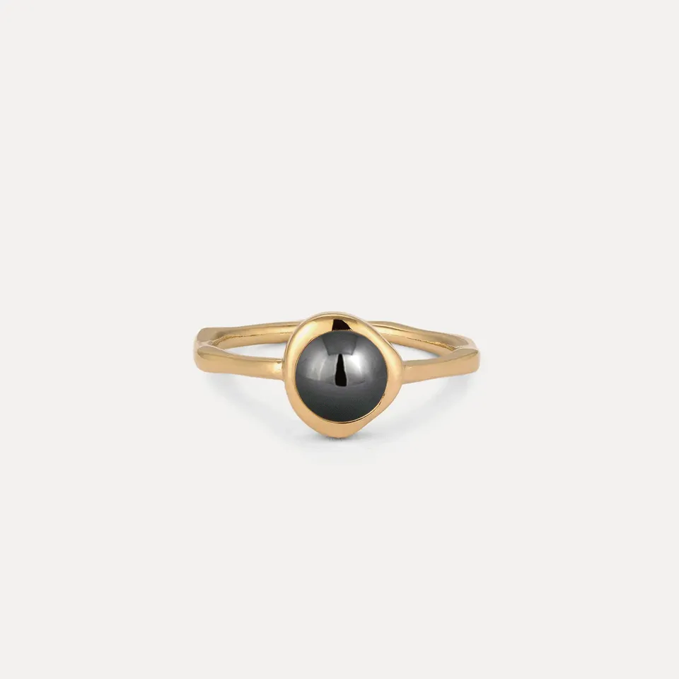 Stilnest Zodiac Birthstone Ring 585 Gold Sternzeichen Cabochon