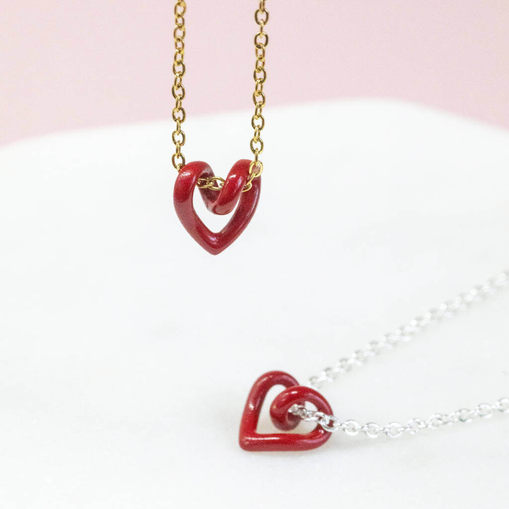 Joy by Corrine Smith Floating Heart Halskette Gold Rot 40cm
