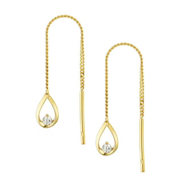 NKlaus Tropfen-Durchzieher Ohrringe 333 Gelbgold Zirkonia 8x5,5mm Paar