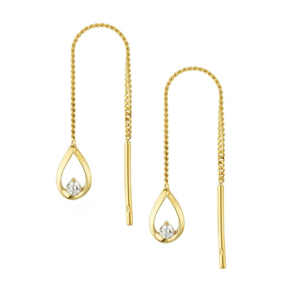 NKlaus Tropfen-Durchzieher Ohrringe 333 Gelbgold Zirkonia 8x5,5mm Paar