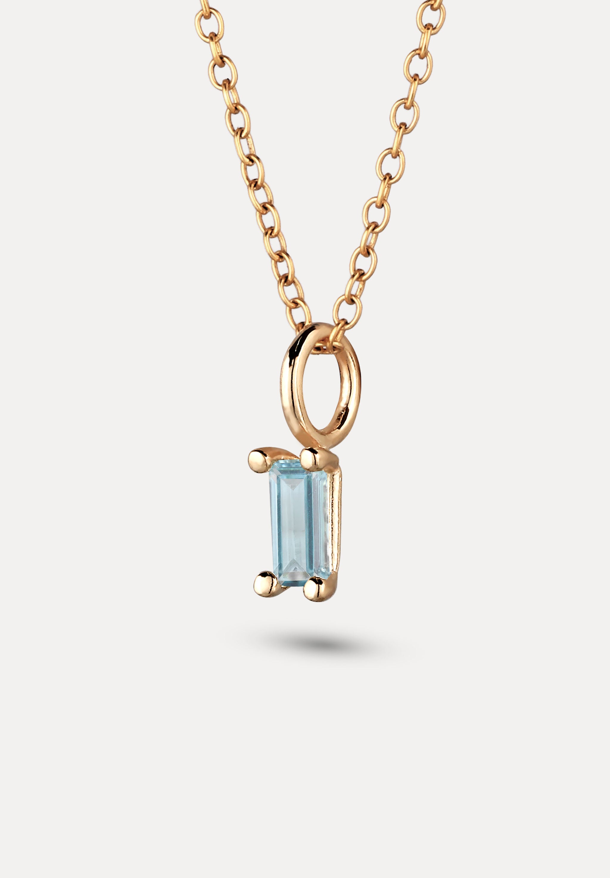 Stilnest Aquamarin Anhänger Baguette 585 Gold Blau