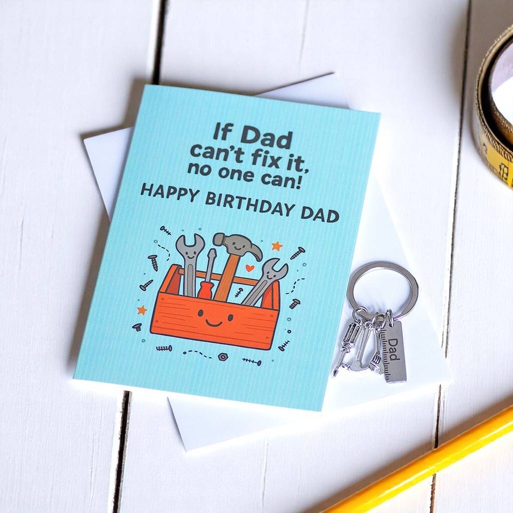 Joy by Corrine Smith Keyrings Dad Schlüsselanhänger Set Fix It Karte