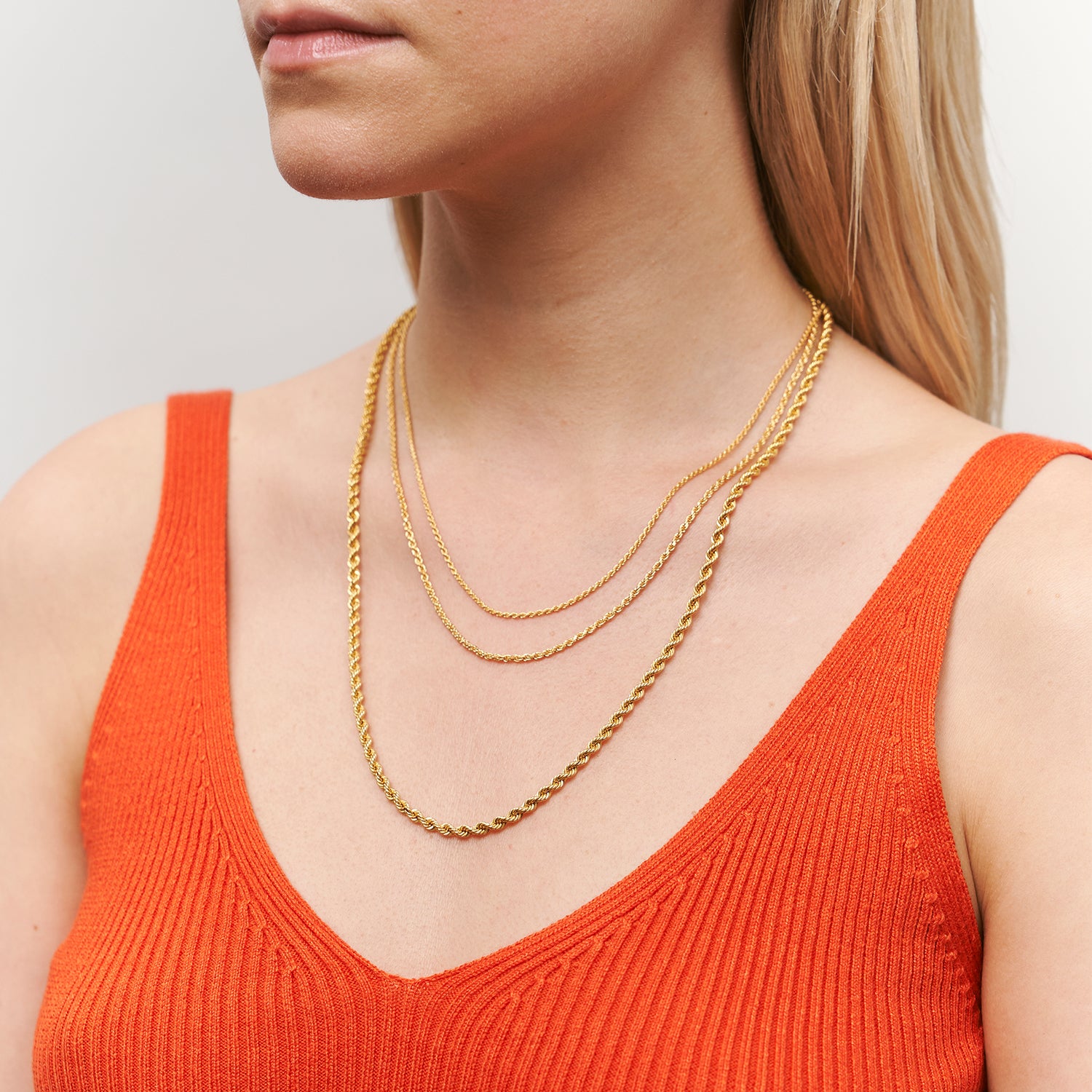 Stilnest Thin Kordelkette Halskette 24k Gold Vermeil 45 cm