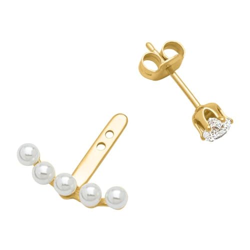 JEWLIX Ohrstecker Ear Jacket Silber Perle Zirkonia Gold