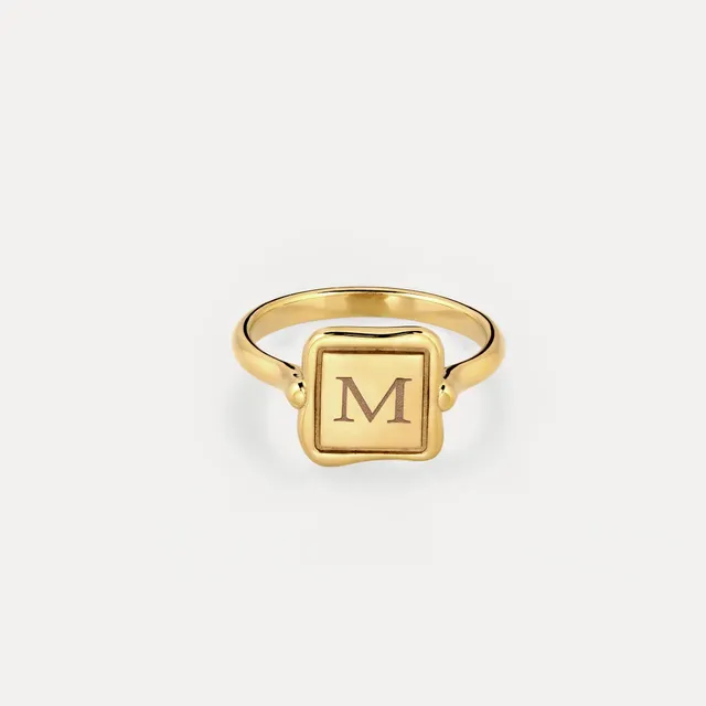 Stilnest Engravable Ring Gold Vermeil Siegelring Gr. 52