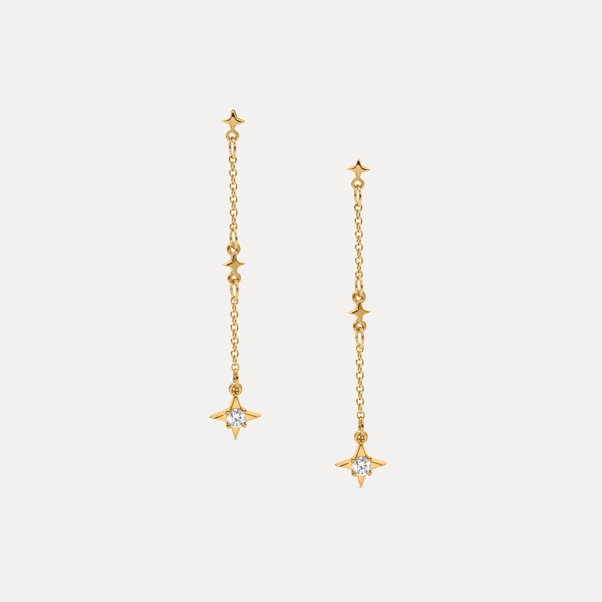 Stilnest Stella Star Ohrhänger Weißer Saphir 24k Gold Vermeil