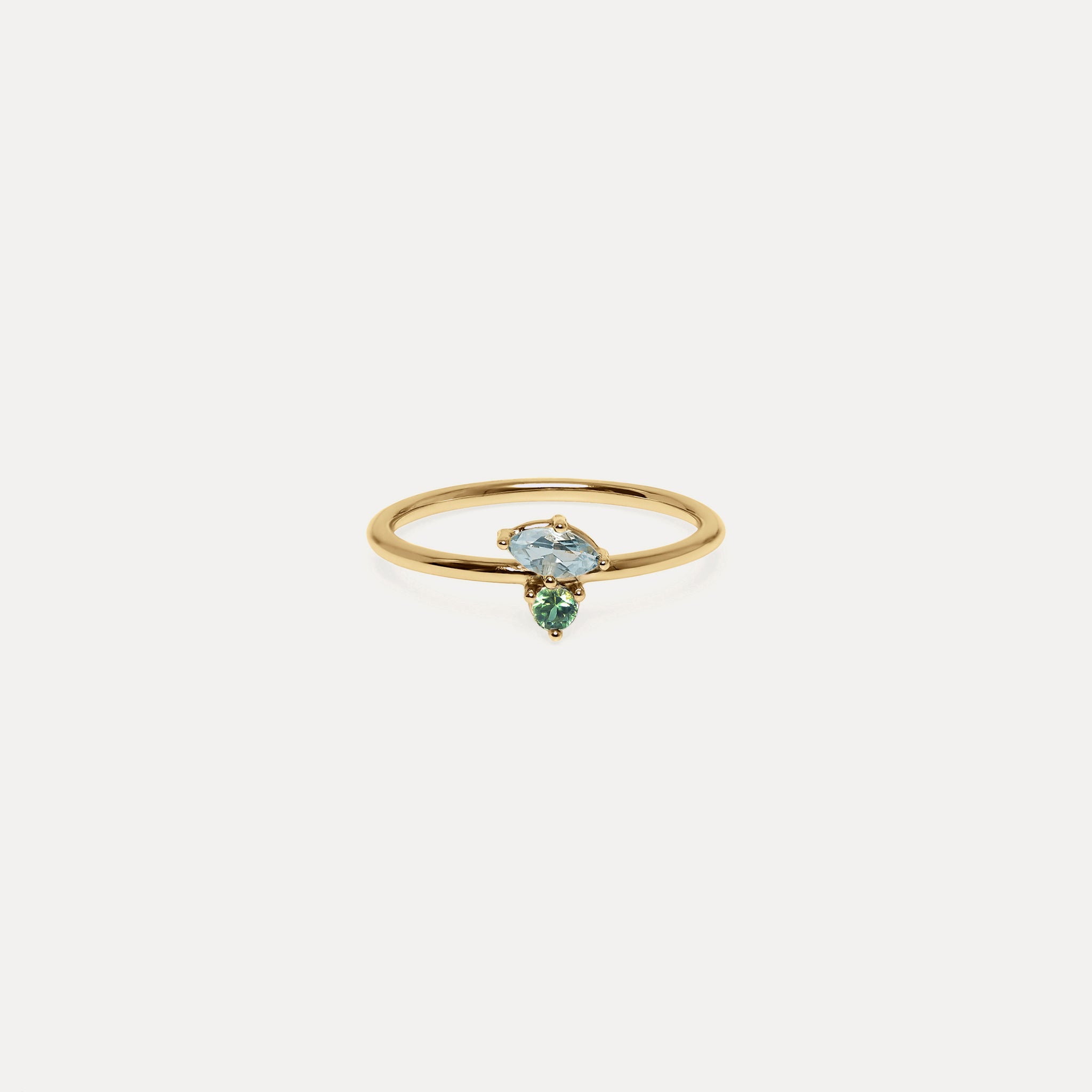 Stilnest Joy Solitär Ring Aquamarin Saphir Vermeil Gr.49-64
