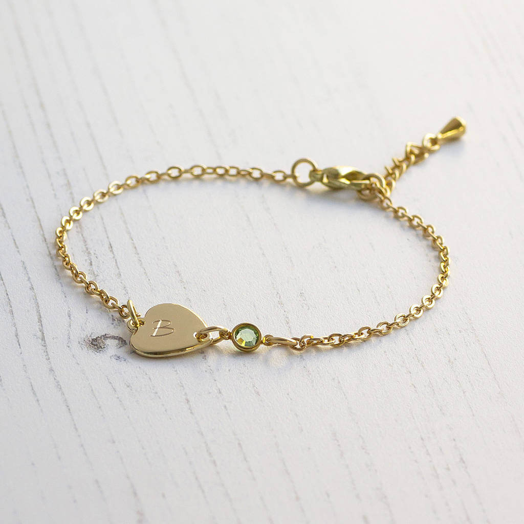 Joy by Corrine Smith Sideways Heart Geburtsstein Armband Gold
