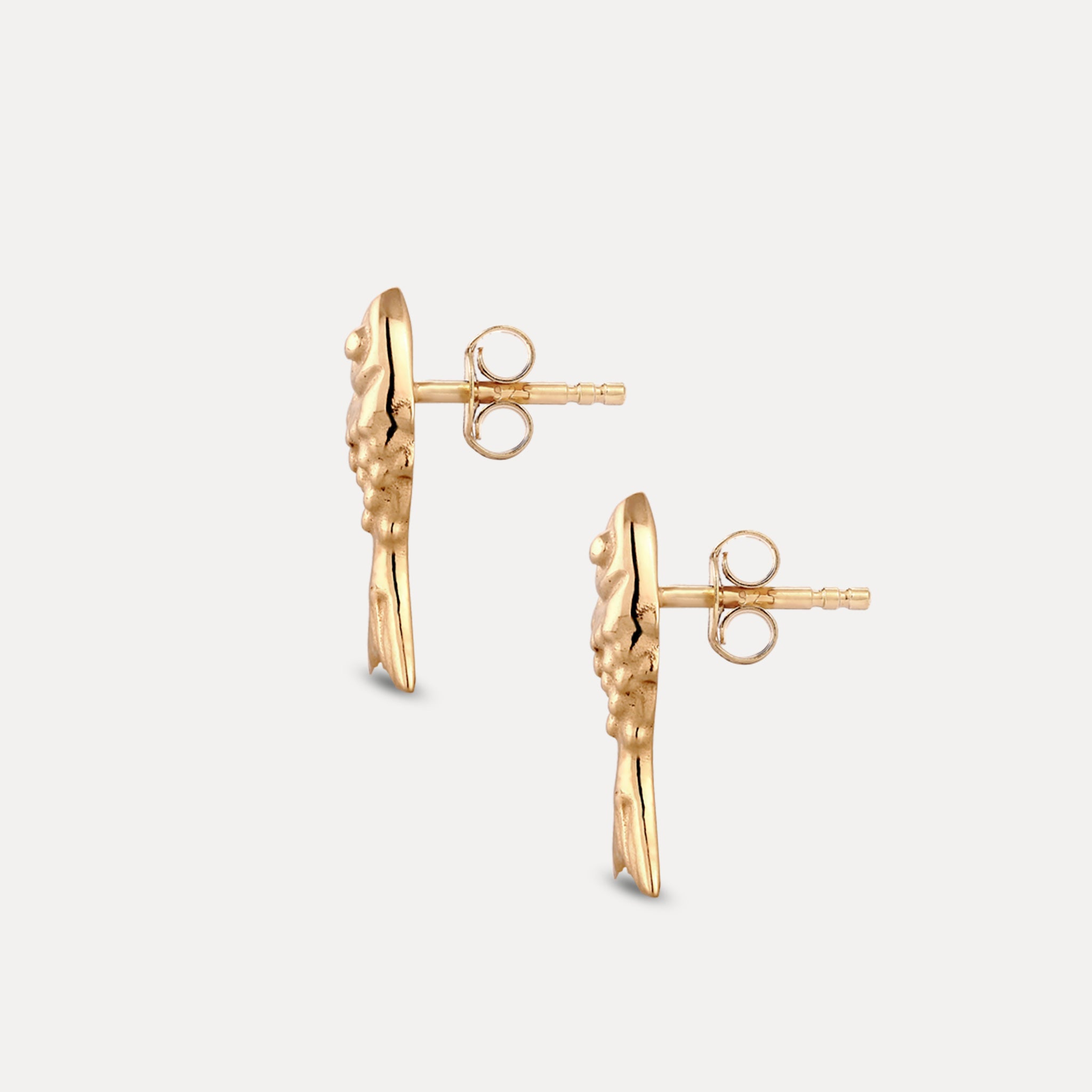 Stilnest Fish Ohrstecker 24k Gold Vermeil Fisch Textur