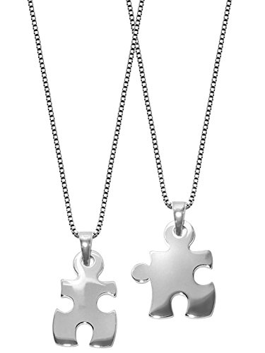 trendor Puzzle Partner Anhänger Halskette Silber 925 2er Set