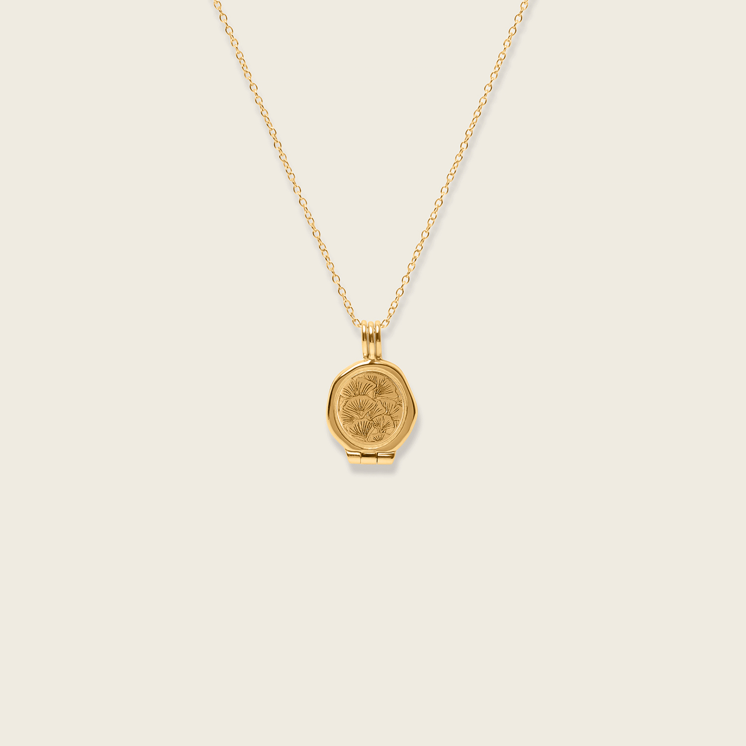 Stilnest Nouveau Flower Seal Medaillon Halskette Gold 45cm gravierbar