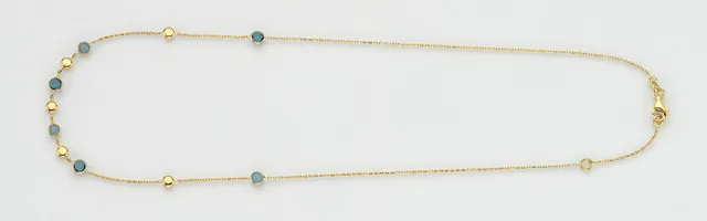 Eugen Rühle Collier Halskette 585 Gelbgold Aquamarin London Blue
