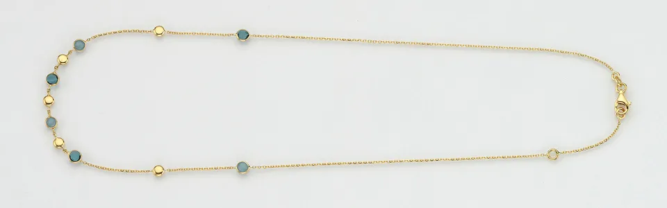 Eugen Rühle Collier Halskette 585 Gelbgold Aquamarin London Blue