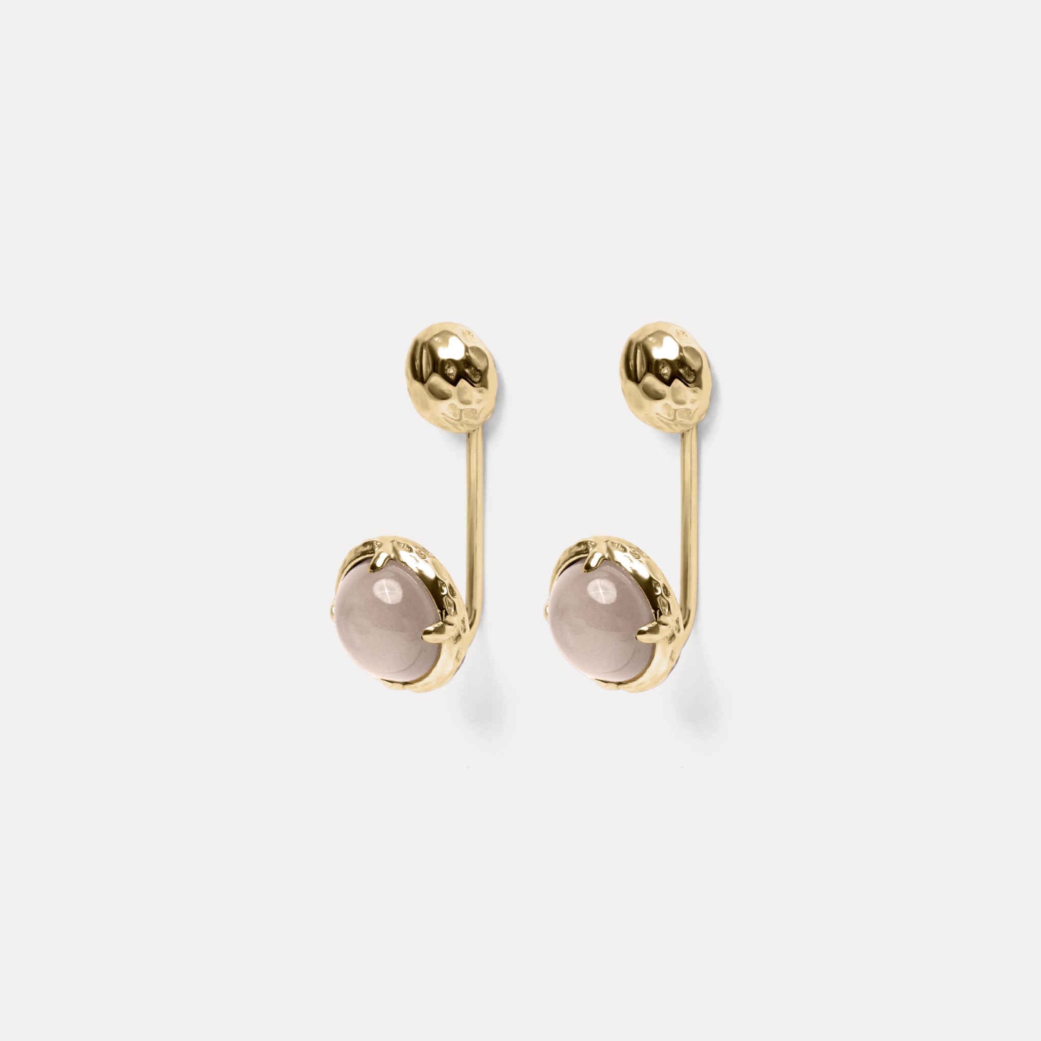 Stilnest Jacket Mondstein Ohrringe 585 Gold 14K Massivgold