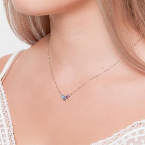 JEWLIX Halskette 925er Silber Zirkonia blau-lila floral