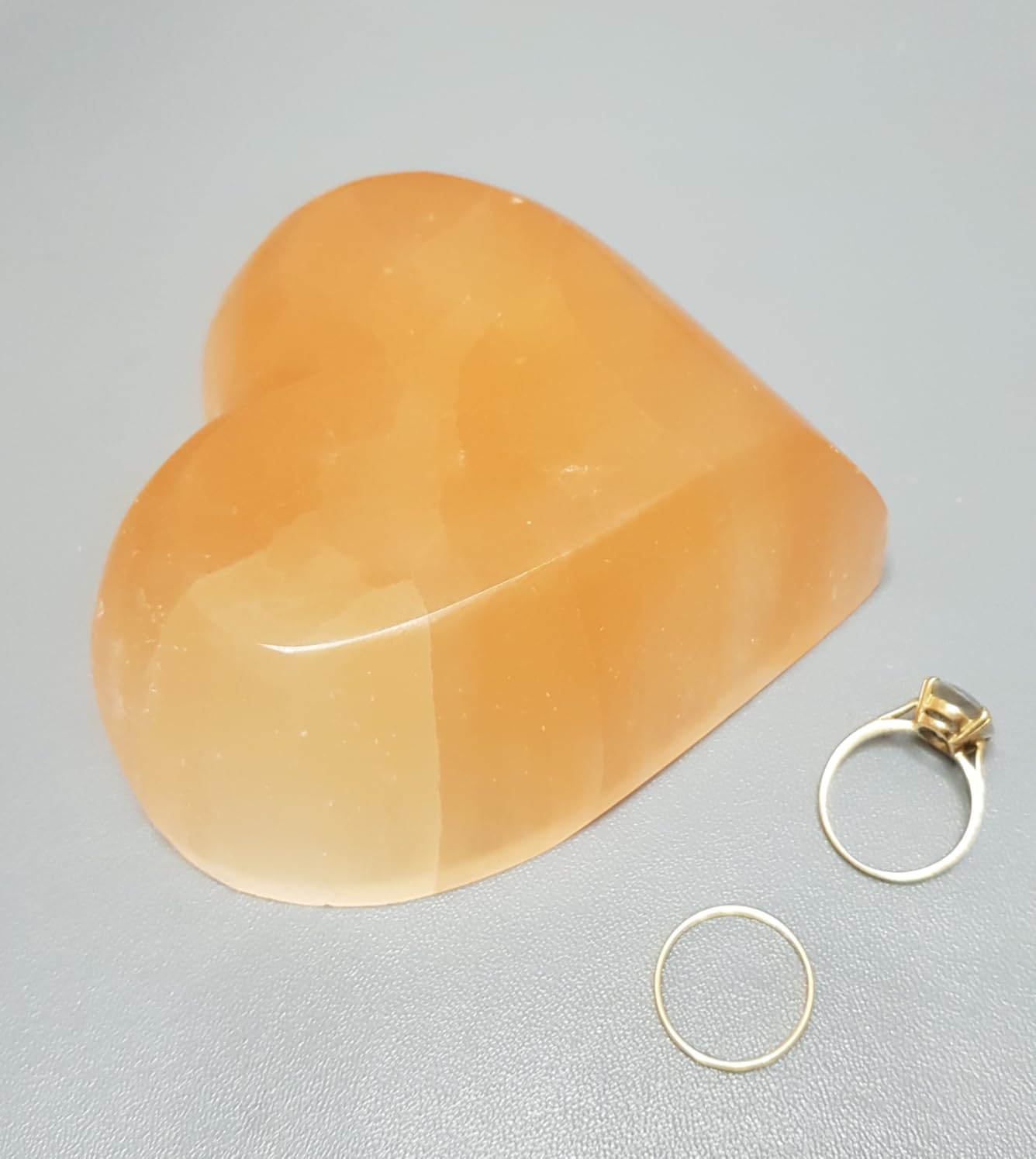 NKlaus Healing Crystals Herz Selenit Schale 10,5cm Pfirsich