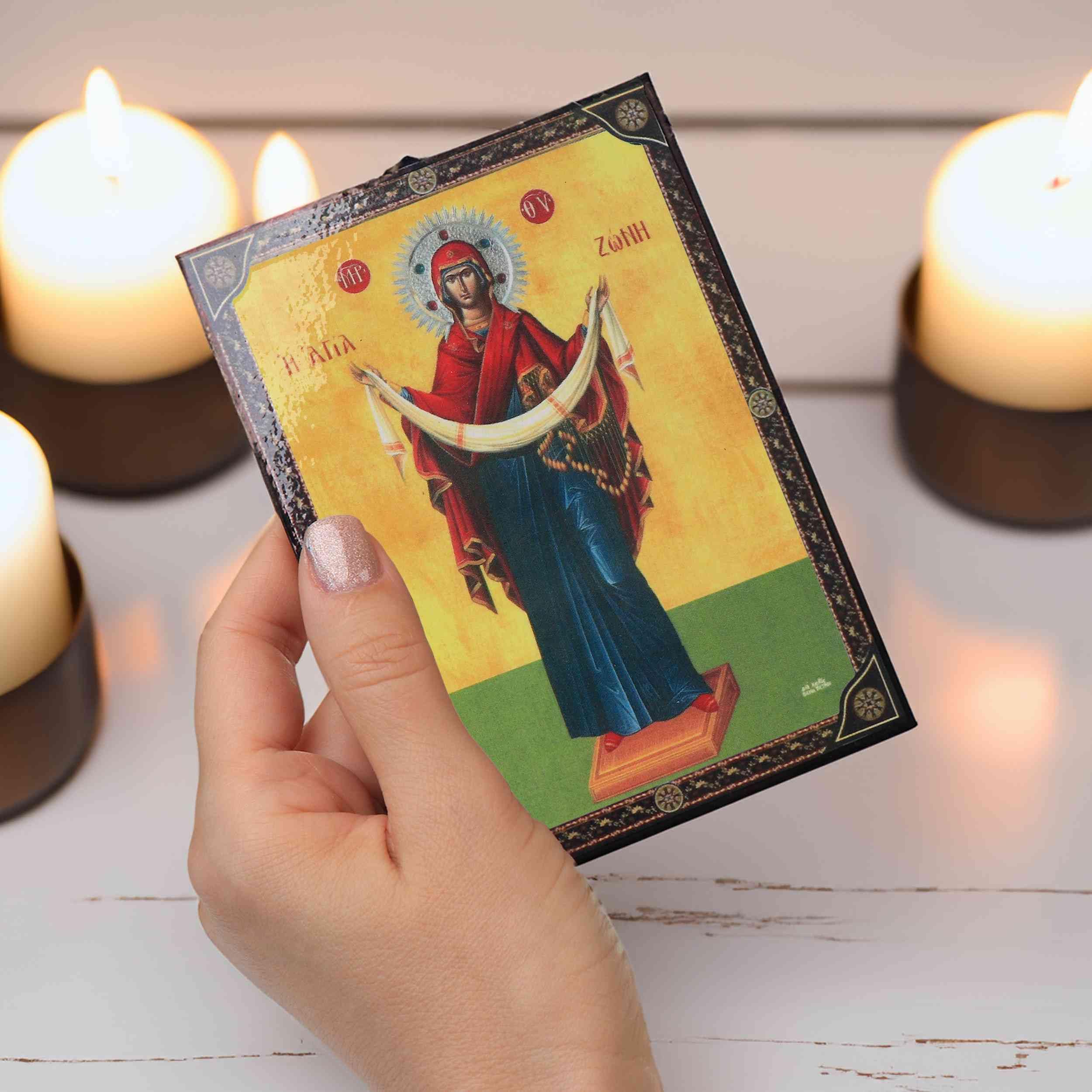 NKlaus Religious Icons Maria Schutz Ikone Holz 9,7cm
