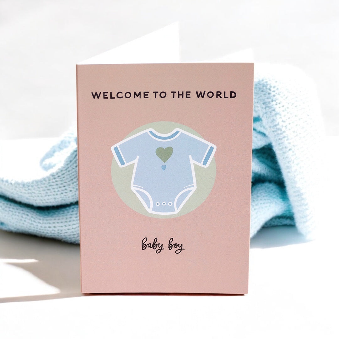 Joy by Corrine Smith Welcome Baby Boy Karte A6 Junge