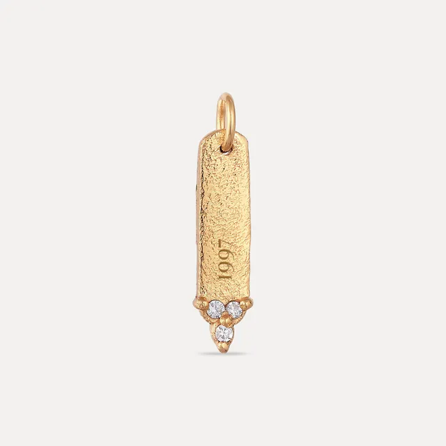 Stilnest Trinity Bar Anhänger Gold Vermeil weißer Saphir gravierbar