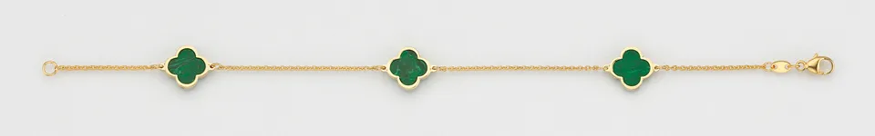 Eugen Rühle Armband 3 Malachit Armband 750 Gelbgold grün