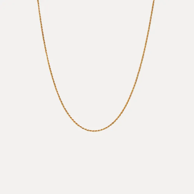 Stilnest Thin Kordelkette Halskette 24k Gold Vermeil 45 cm