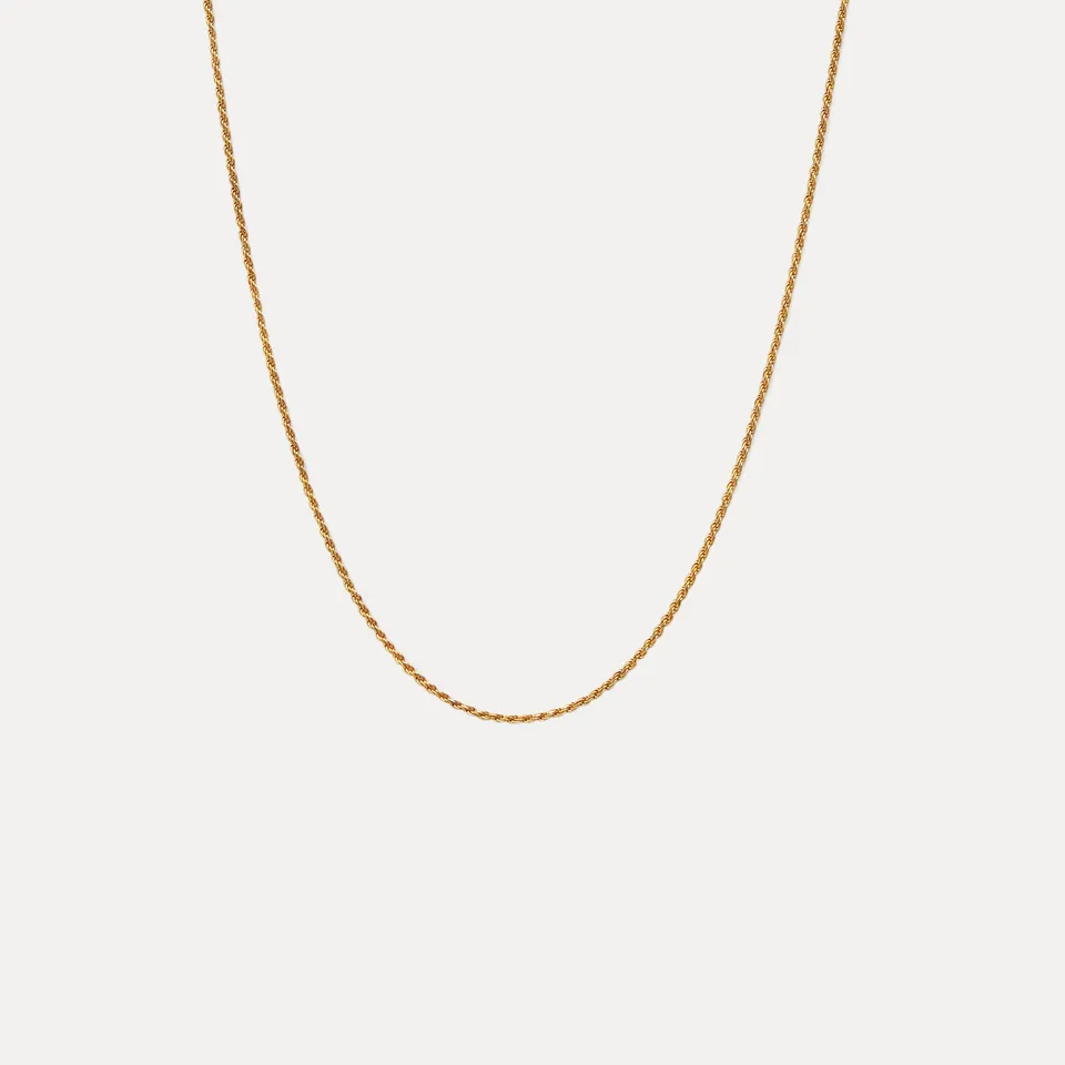 Stilnest Thin Kordelkette Halskette 24k Gold Vermeil 45 cm
