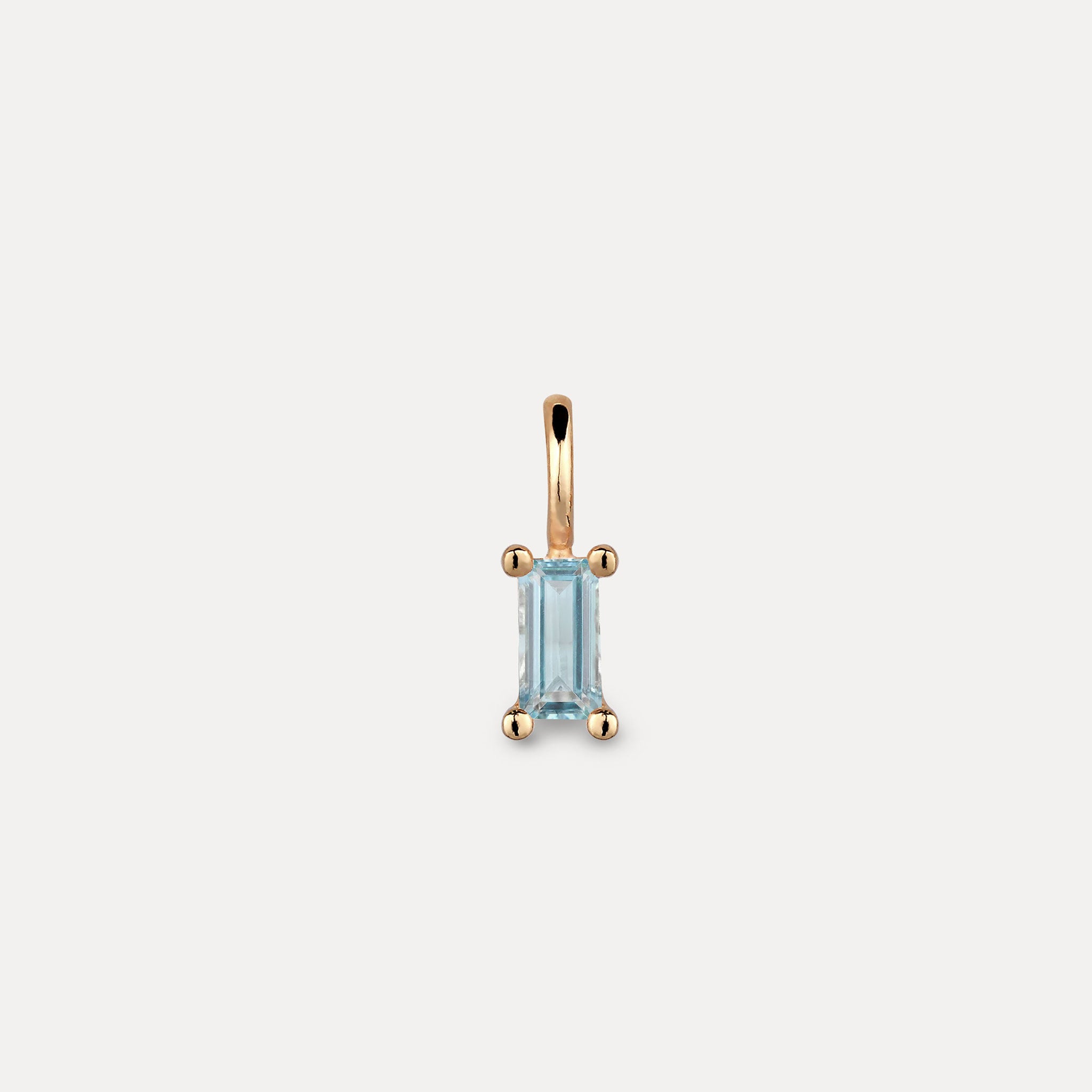 Stilnest Aquamarin Anhänger Baguette 585 Gold Blau