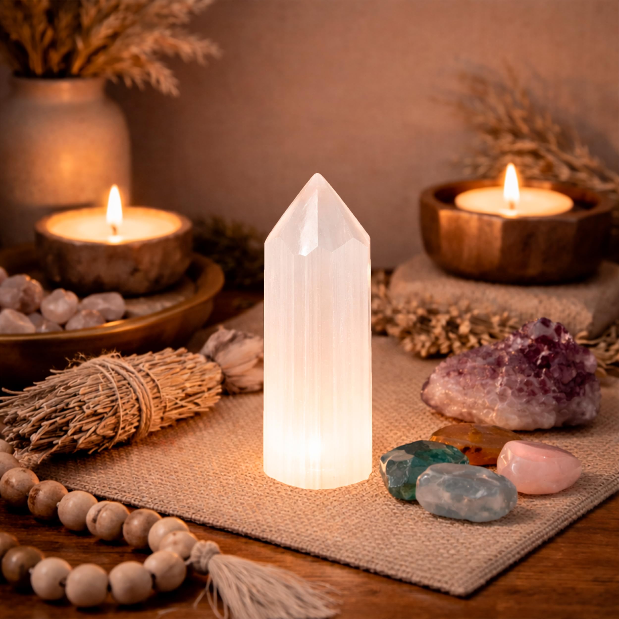NKlaus HEALING CRYSTALS Selenit-Spitze 9x3 cm 1 Stück