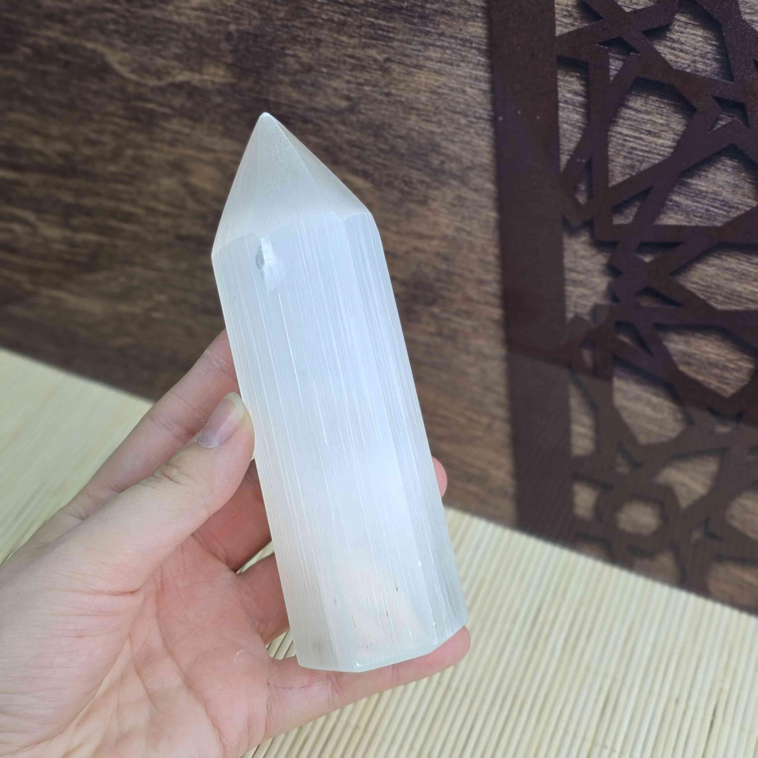 NKlaus Healing Crystals Selenit Pentagon Tower Turm 15cm
