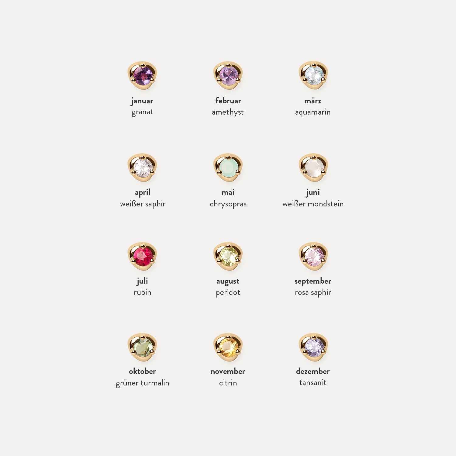 Stilnest Mini Birthstone Ohrstecker 585 Gold Februar