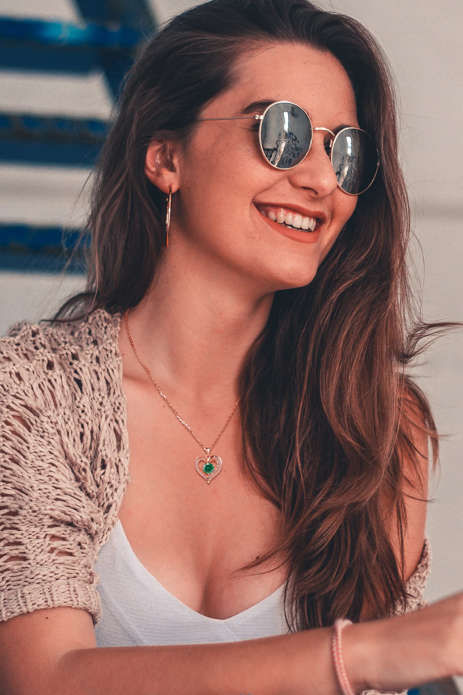 Eudora Harmony Bola Herz Kette Silber Rosegold Geburtsstein