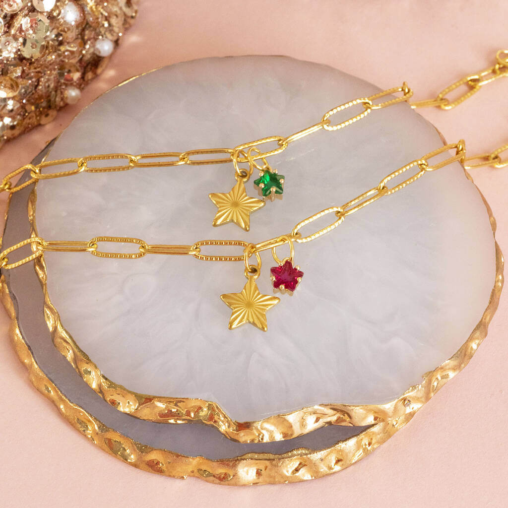 Joy by Corrine Smith Star Charm Armband Gold Geburtsstein Stern